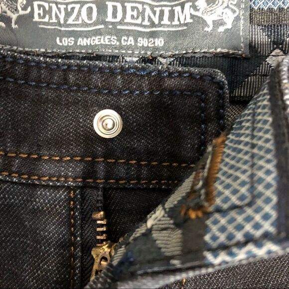 Enzo Denim Black Jeans, Size 38, missing button - Picture 5 of 10